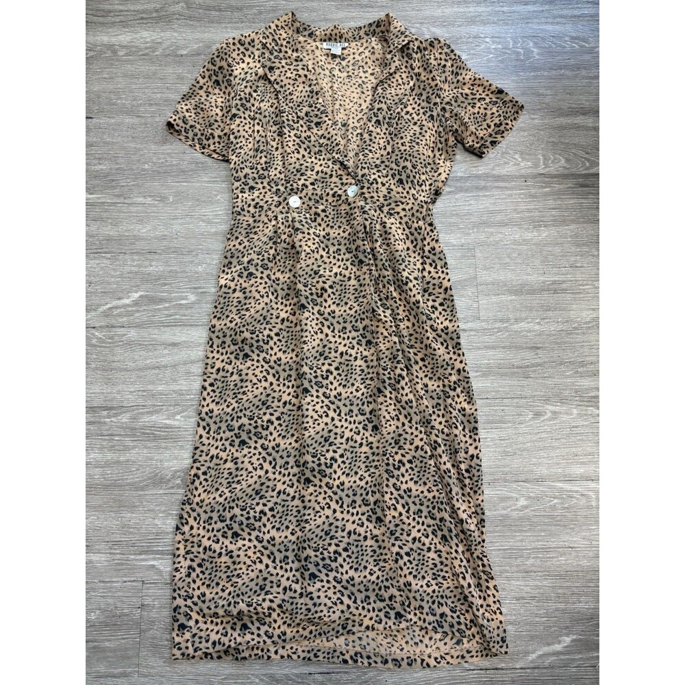 Robbie Bee Women's 100% Silk Animal-print Midi Dress Size 16P